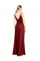 Outlet Full Length Long Stretch Satin Slip Prom Dress V-Back UK