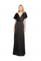 Outlet Cap Sleeves Open Back Long Stretch Satin Prom Dress UK