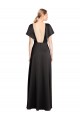 Outlet Cap Sleeves Open Back Long Stretch Satin Prom Dress UK