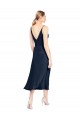 Outlet V-Neck Midi Length Short Stretch Satin Cocktail Prom Dress / Homecoming Dress V-Back UK