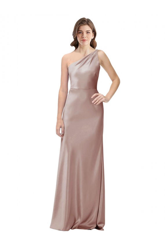 Outlet One Shoulder Black-Tie Floor Length Long Stretch Satin Prom Dress UK