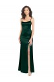 Outlet Long Slim Scoop Neck Stretch Satin Prom Dress with Open Back UK
