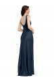 Outlet Square Neck A-Line Long Stretch Satin Prom Dress with Wide Straps UK