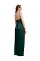 Outlet Sleek Straight Neckline Long Wrap Stretch Satin Prom Dress with Angled Pleats UK