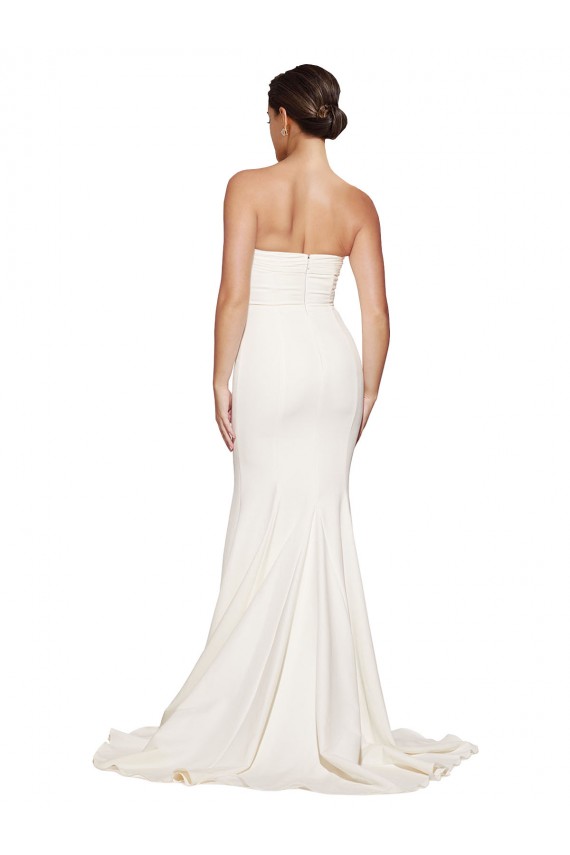 Outlet Strapless Cowl Neck Sweep Train Stretch Satin Prom Dress UK
