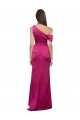 Outlet Off the Shoulder Short Sleeves Stretch Satin Prom Dress with Side Slit UK