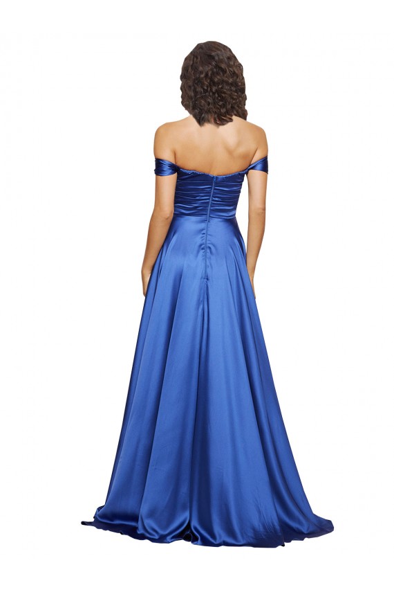 Outlet Ball Gown Off the Shoulder Sweetheart Stretch Satin Prom Dress UK