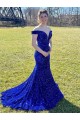 Outlet Off the Shoulder Sleeveless Long Sweep Train Velvet Sequin Prom Dress UK