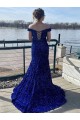 Outlet Off the Shoulder Sleeveless Long Sweep Train Velvet Sequin Prom Dress UK