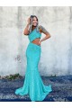 Outlet Mermaid One Shoulder Sleeveless Long Sweep Train Velvet Sequin Prom Dress UK