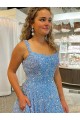 Outlet A-Line Scoop Sleeveless Long Court Train Velvet Sequin Prom Dress UK