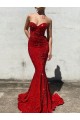Outlet Mermaid Sweetheart Sleeveless Long Court Train Velvet Sequin Prom Dress UK