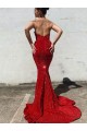 Outlet Mermaid Sweetheart Sleeveless Long Court Train Velvet Sequin Prom Dress UK