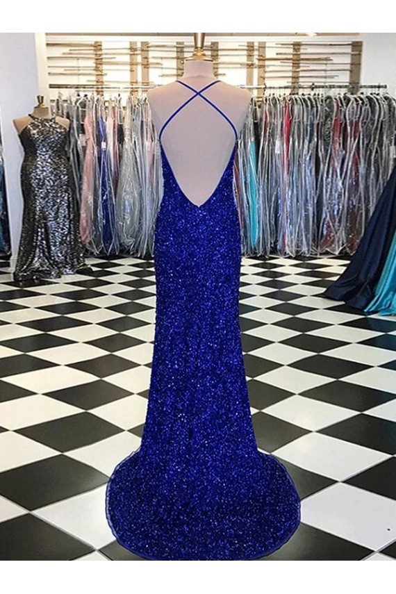 Outlet V-Neck Sleeveless Long Velvet Sequin Prom Dress UK