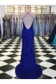 Outlet V-Neck Sleeveless Long Velvet Sequin Prom Dress UK
