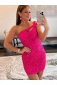 Outlet Velvet Sequin One Shoulder Sleeveless Short Prom Dress UK