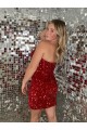 Outlet Sweetheart Sleeveless Short Velvet Sequin Prom Dress UK