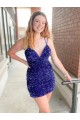 Outlet Sleeveless Short Velvet Sequin V-Neck Prom Dress UK
