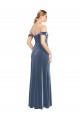 Outlet Draped Sleeves Wide Scoop Neck Off the Shoulder Velvet Prom Dress UK