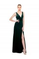 Outlet Sleek V-Neck Long Velvet Prom Dress with Side Slit UK