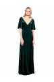 Outlet Deep V-Neck Flutter Sleeves Long Velvet Wrap Prom Dress UK