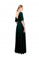 Outlet Deep V-Neck Flutter Sleeves Long Velvet Wrap Prom Dress UK