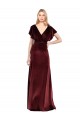 Outlet Flutter Sleeves Open Back Long Velvet Prom Dress UK