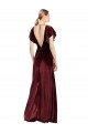 Outlet Flutter Sleeves Open Back Long Velvet Prom Dress UK