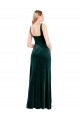 Outlet Square Neck Full Length Velvet Prom Dress with Side Slit UK