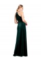 Outlet Long Jewel Neck Full Length Velvet Prom Dress with Side Slit UK