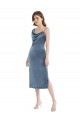 Outlet Midi Length Asymmetrical One Shoulder Velvet Slip Prom Dress UK
