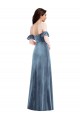 Outlet Ruffle Sleeve Off the Shoulder Velvet Maxi Prom Dress UK
