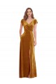 Outlet Cap Sleeve Faux Wrap Velvet Maxi Prom Dress with Pockets UK
