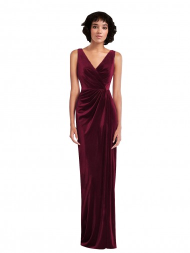 Outlet Draped Skirt Faux Wrap Velvet Maxi Prom Dress UK