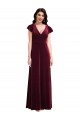 Outlet Flutter Sleeve Velvet Maxi Prom Dress with Pockets UK