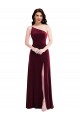 Outlet One Shoulder Spaghetti Strap Velvet Maxi Prom Dress with Pockets UK