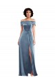 Outlet Draped Cuff Off the Shoulder Velvet Maxi Prom Dress with Pockets UK