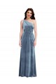 Outlet One Shoulder Draped Velvet Maxi Prom Dress UK