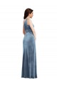 Outlet One Shoulder Draped Velvet Maxi Prom Dress UK