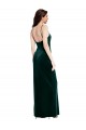 Outlet Straight Neckline Spaghetti Straps Long Velvet Prom Dress with High Side Slit UK