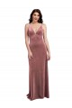 Outlet Low Scoop Back Long V-Neck Velvet Slip Prom Dress UK