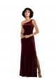 Outlet One Shoulder Floor-Length Velvet Prom Dress UK