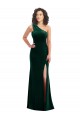 Outlet One Shoulder Velvet Trumpet Prom Dress with Front Slit UK