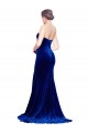 Outlet Strapless Ruched Velvet Prom Dress with Sweep Train and Front Slit UK