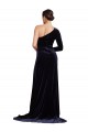 Outlet One Sleeve Long Velvet Prom Dress with Thigh High Split UK