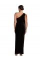 Outlet One Shoulder Long Velvet Prom Dress with Side Split and Shoulder Tie UK