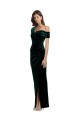 Outlet Long Asymmetric Neckline Ruched Velvet Prom Dress UK