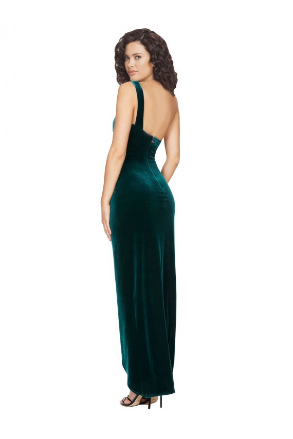 Outlet One Shoulder Velvet Front Wrap Prom Dress  UK