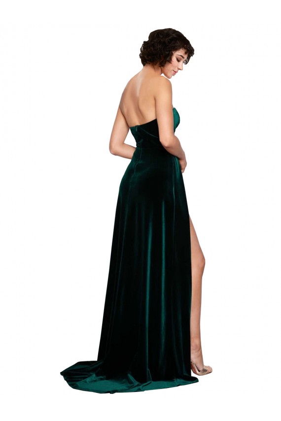 Outlet Sweetheart Fluid Velvet Prom Dress with High Split UK